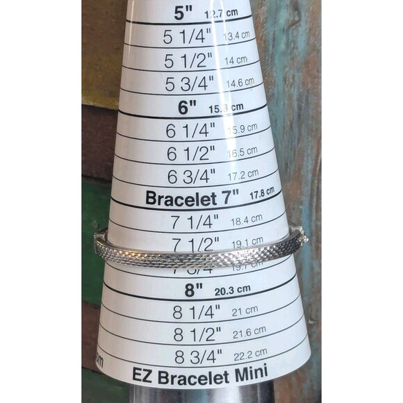 Hollow Sterling Silver Hinged Diamond Cut Bangle Bracelet, 7.5 inch - Picture 7 of 7